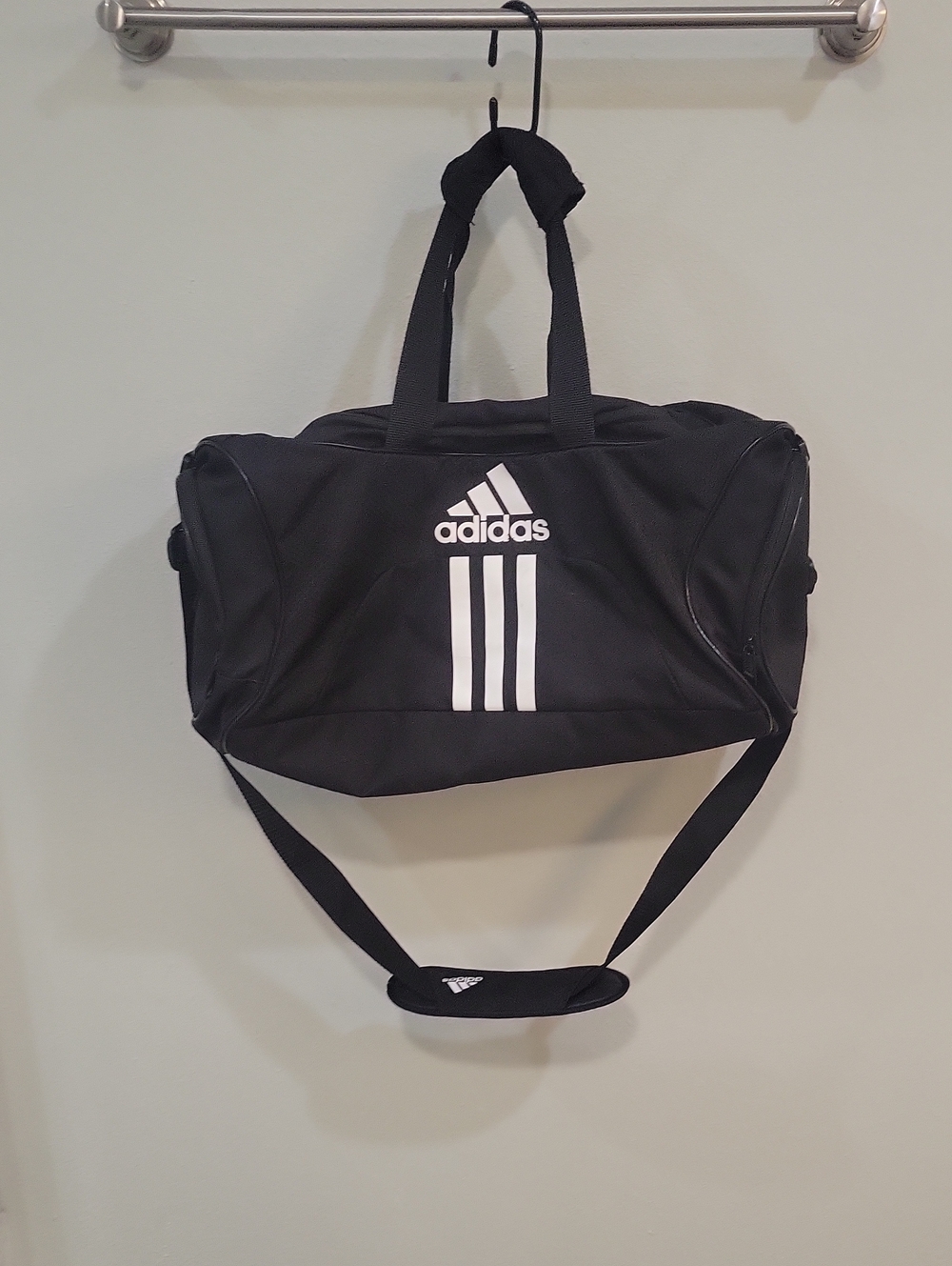 adidas Black Duffel Bag with White Logo